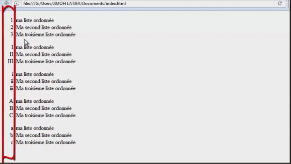 Insertion de liste en html
